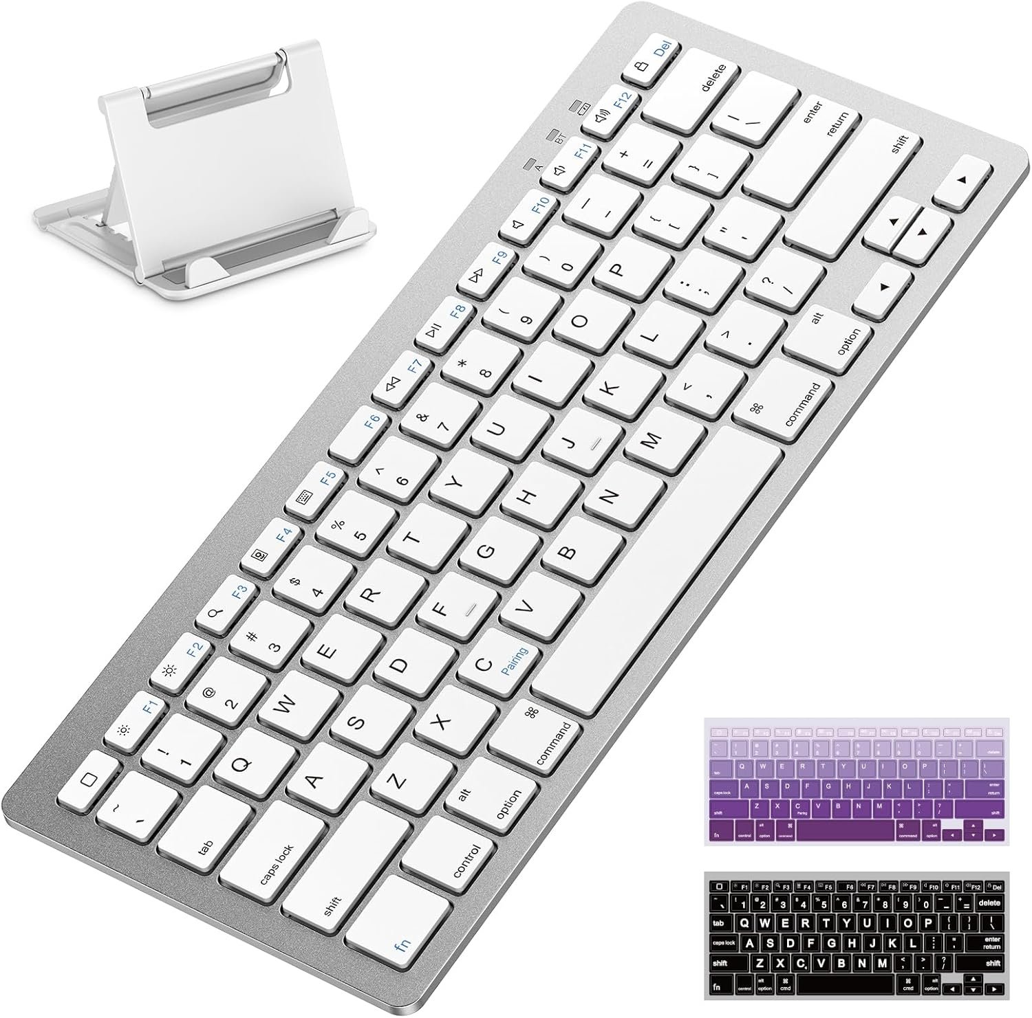 OMOTON Upgraded Rechargeable Bluetooth Keyboard for iPad, with Adjustable Stand Holder and 2 Key Stickers, Compact Portable Wireless Keyboard for iPad 11th A16, 10th, Pro, Air, Mini
