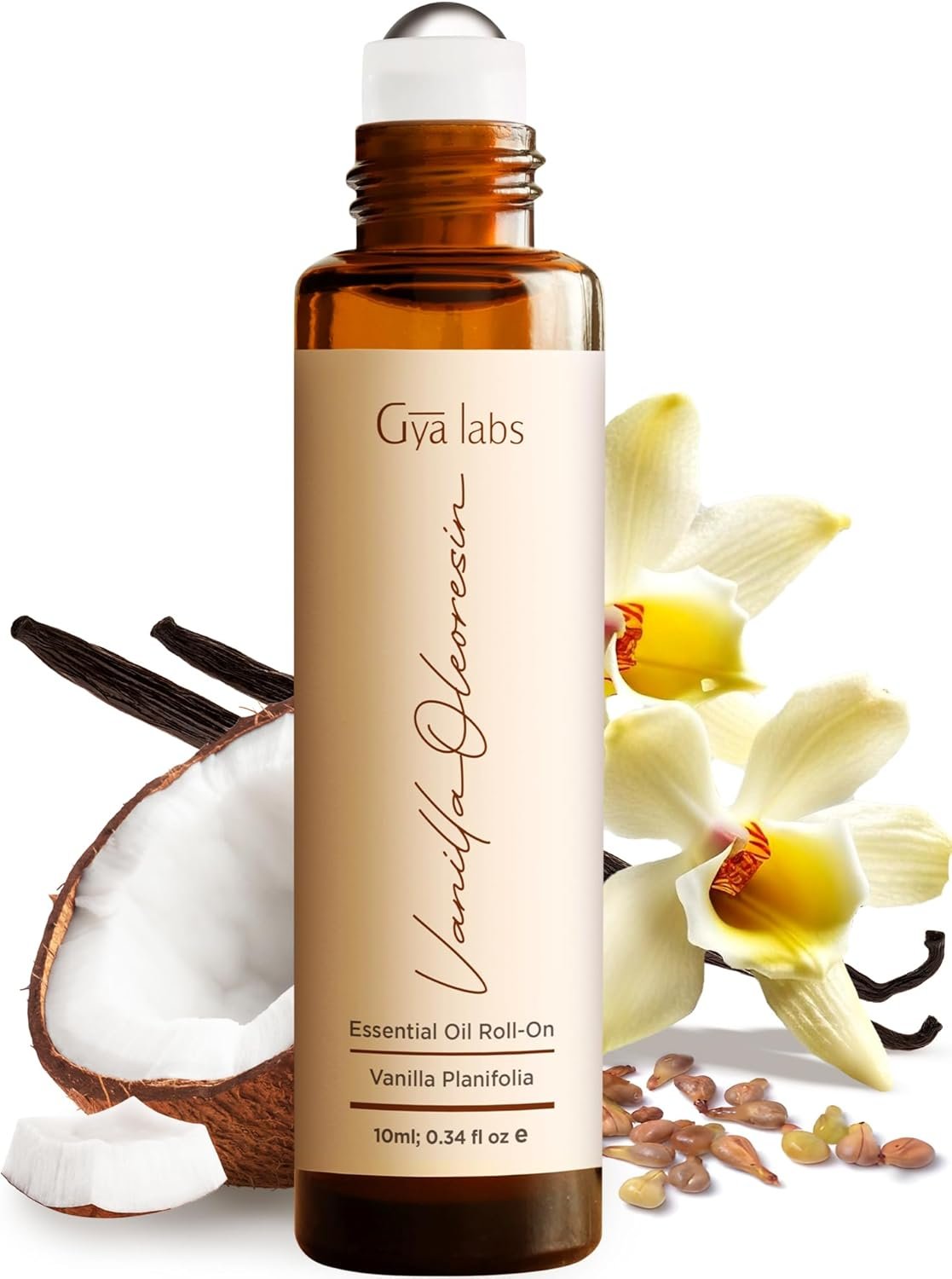 Gya Labs Vanilla Oleoresin Essential Oil Roll On – 0.34 Fl Oz – Travel Size Roller for Camping, Skin, Aromatherapy Relief, Convenience