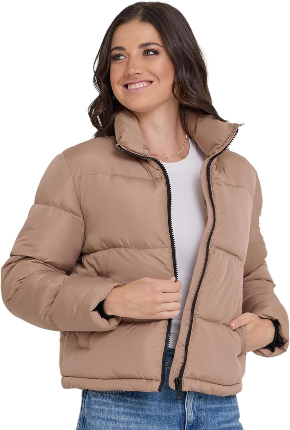 Steve Madden Cropped Puffer Jacket, Warm Winter Coats for Women, Trendy Cute Winter Jackets for Women