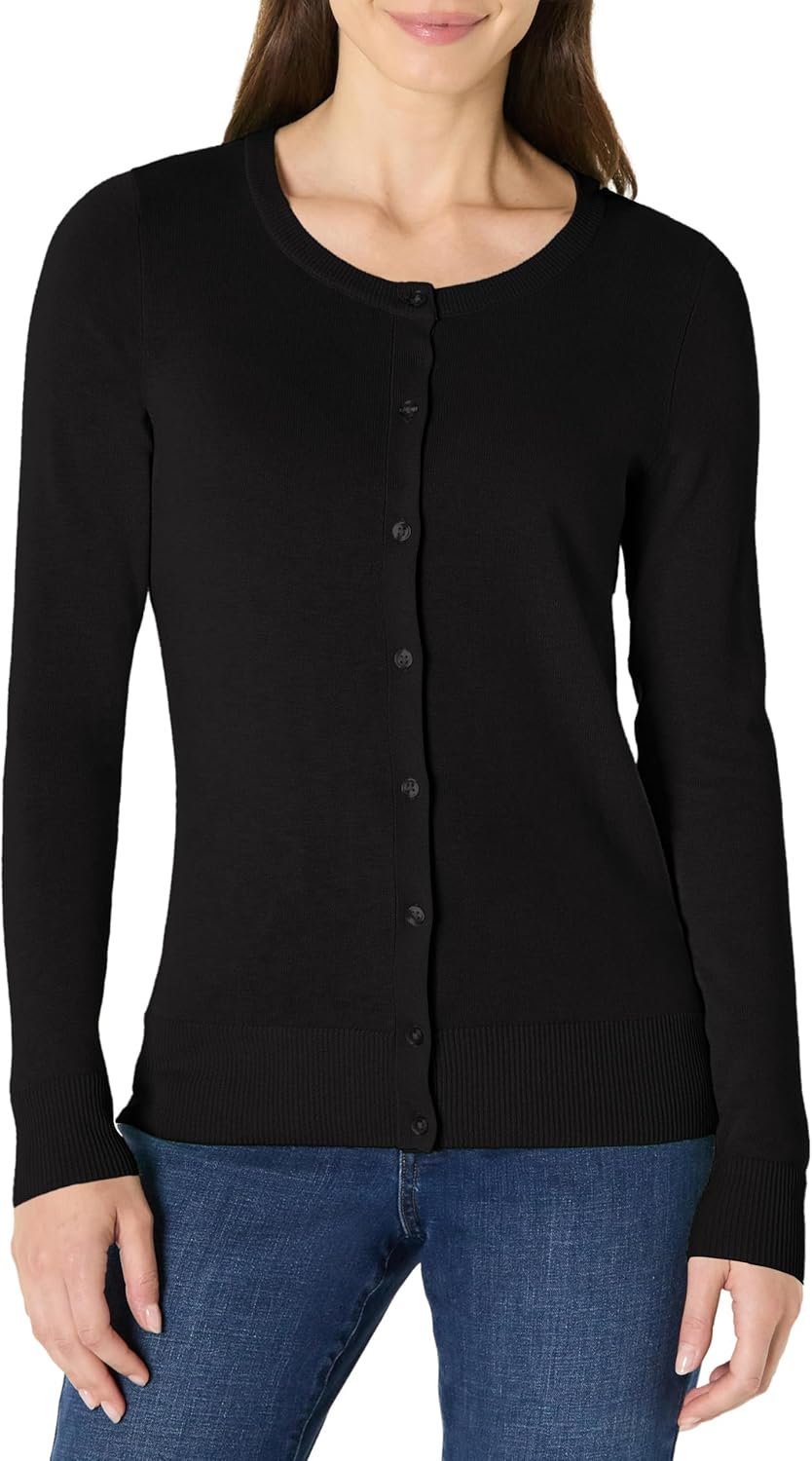Amazon Essentials Women’s Lightweight Crewneck Cardigan Sweater (Available in Plus Size)