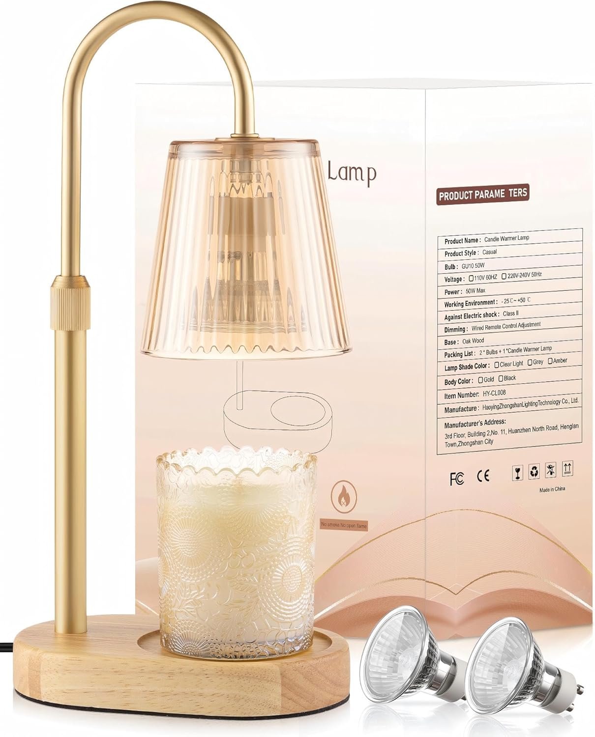 Adjustable Candle Warmer Lamp with Timer – Electric Light Wax Warming Dimmable Flameless Top Melter Heater Melting Heating Height Small Jar Candles Gifts Women Mom Birthday Home Desk Modern Decor