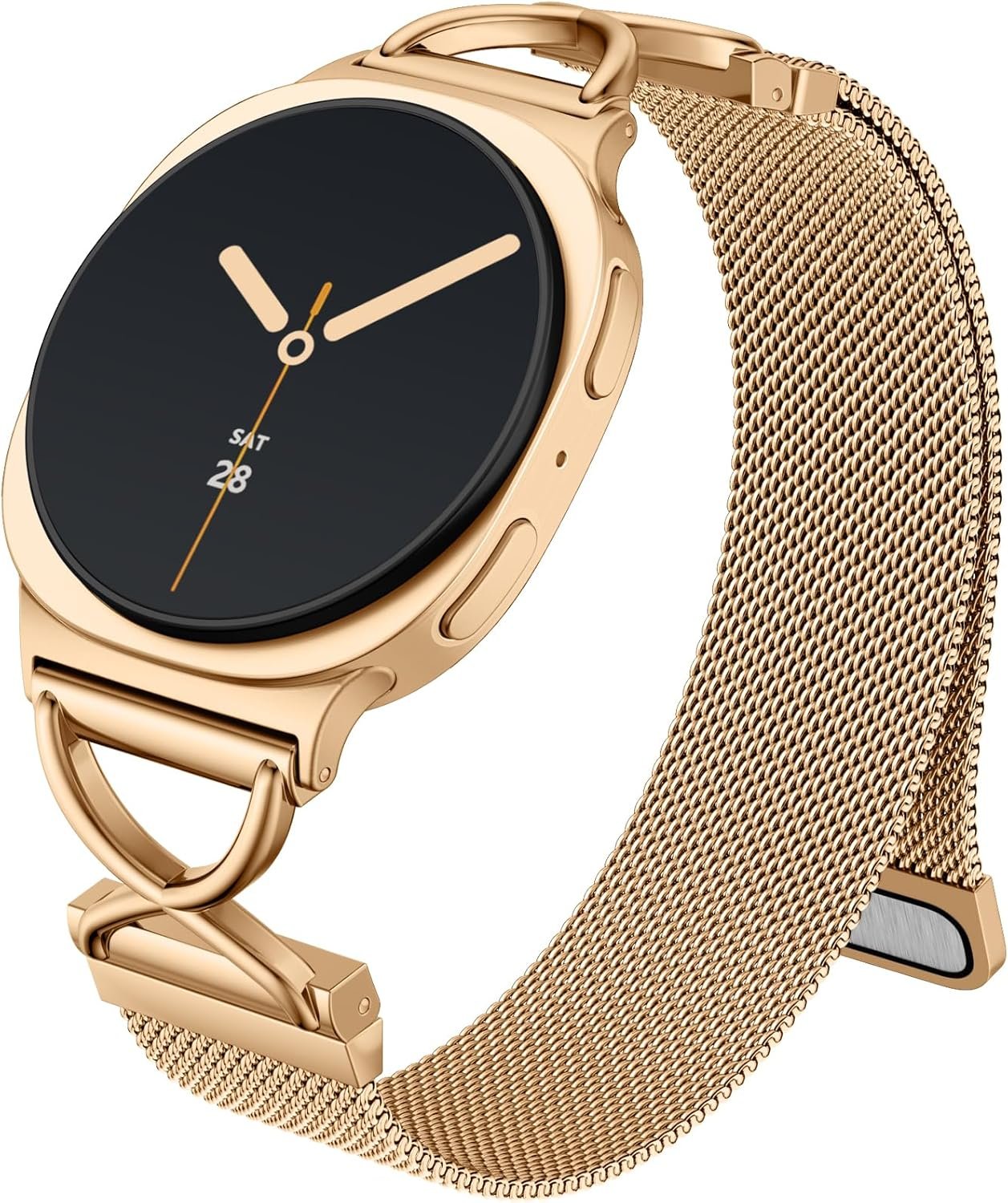 Metal Bands Compatible for Samsung Galaxy Watch 8, Galaxy Watch 8 Classic Smartwatch for Women Men, Solid Stainless Steel Adjustable Strap Replacement Wristband Breathable Watch 8 Classic, Rose Gold