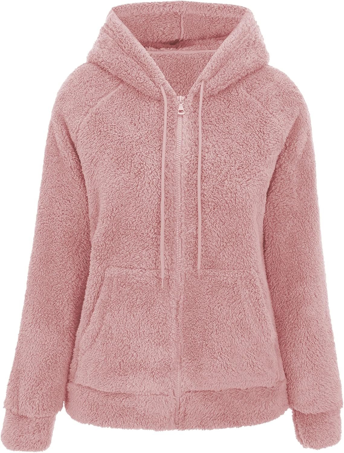 RISISSIDA Women Sherpa Faux Fur Fleece Lightweight Short Jacket Hooded, Spring Fall Transitional Fashion, Cute Thin Coat