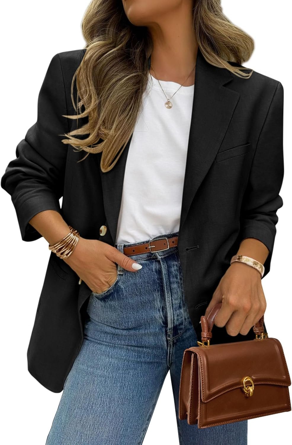 PRETTYGARDEN 2026 Blazers for Women Business Casual Long Sleeve Lapel Open Front Suit Jacket Work Blazer with Pockets