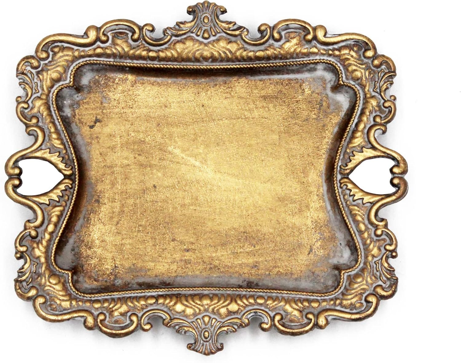 Vintage Small Gold Ring Dish, Birthday & Wedding Gifts for Women，Wedding Ring Tray – 5.3 x 4.5 inches
