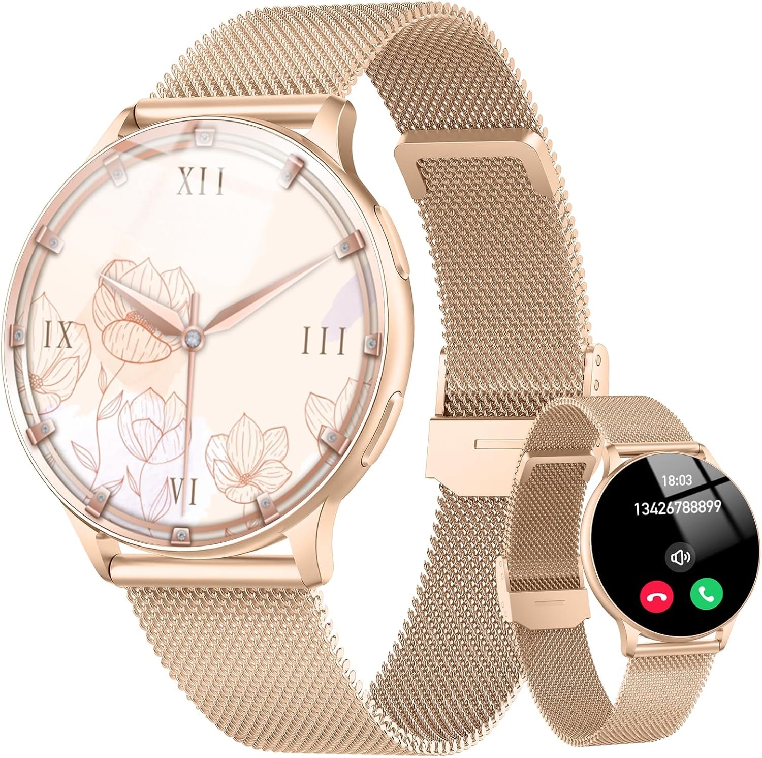 Smart Watches for Women, Fashion Womens Watch for Daily Wear with Step Heart Rate Sleep Tracking, IP68 Waterproof Lightweight Wrist Smartwatch for Work Travel Fitness, Gifts for Women (Rose Gold)