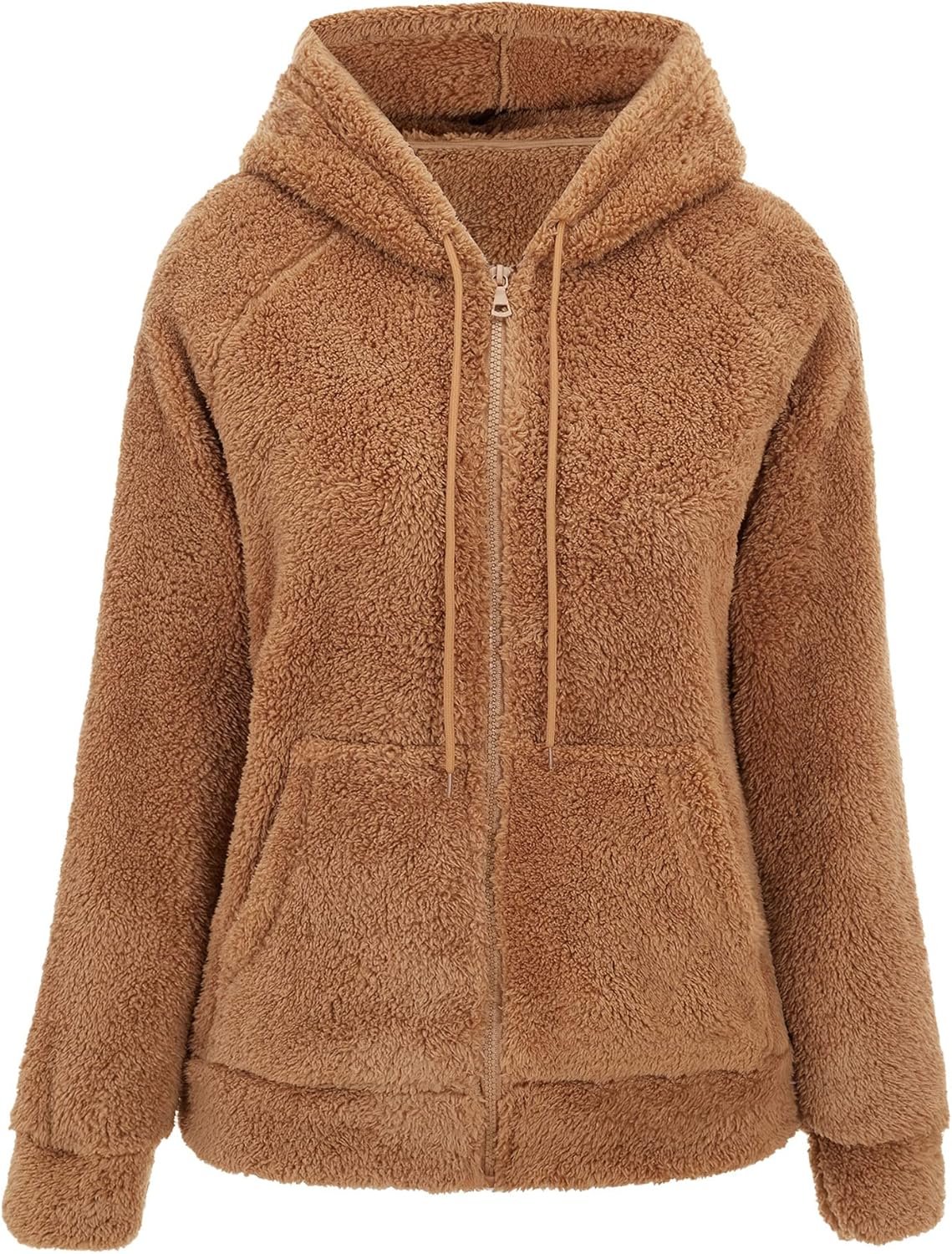 RISISSIDA Women Sherpa Faux Fur Fleece Lightweight Short Jacket Hooded, Spring Fall Transitional Fashion, Cute Thin Coat