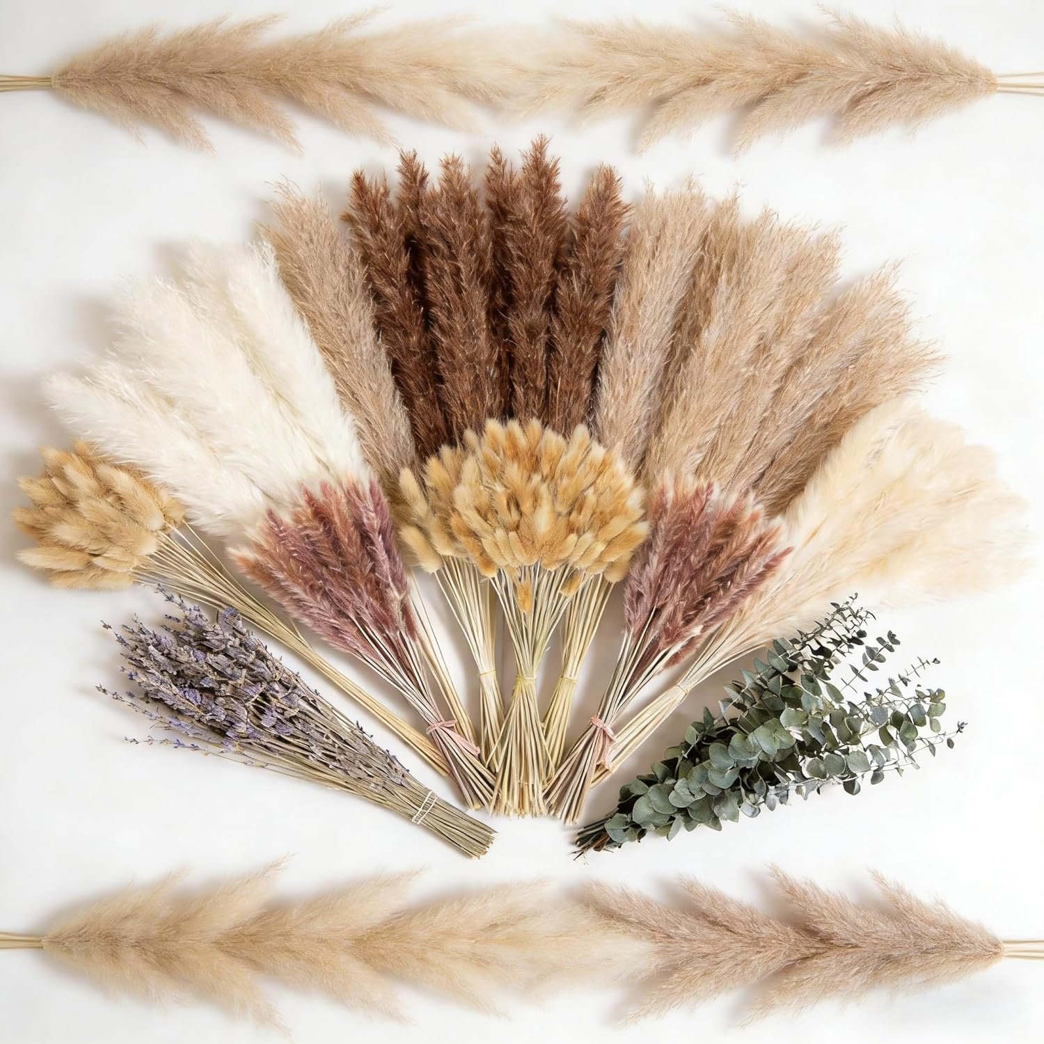 710Pcs Natural Dried Pampas Grass Decor, 9 Types Dried Flowers for Vase, Boho Pampas Bouquet for Wedding, Party, Centerpiece Table, Modern Home, Western Living Room, Nursery, Farmhouse Decor 17”