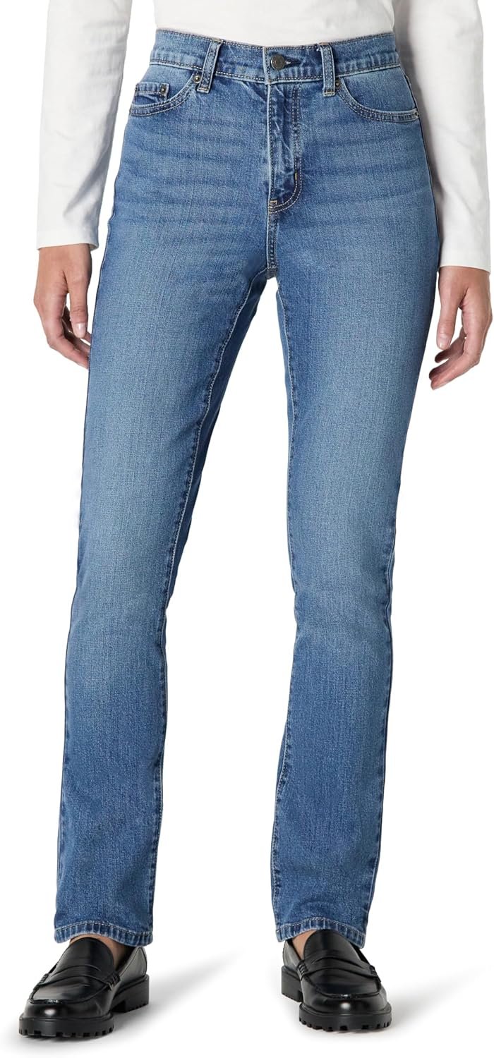 Amazon Essentials Women’s Medium Stretch Slim-Fit Mid-Rise Straight Leg Jeans