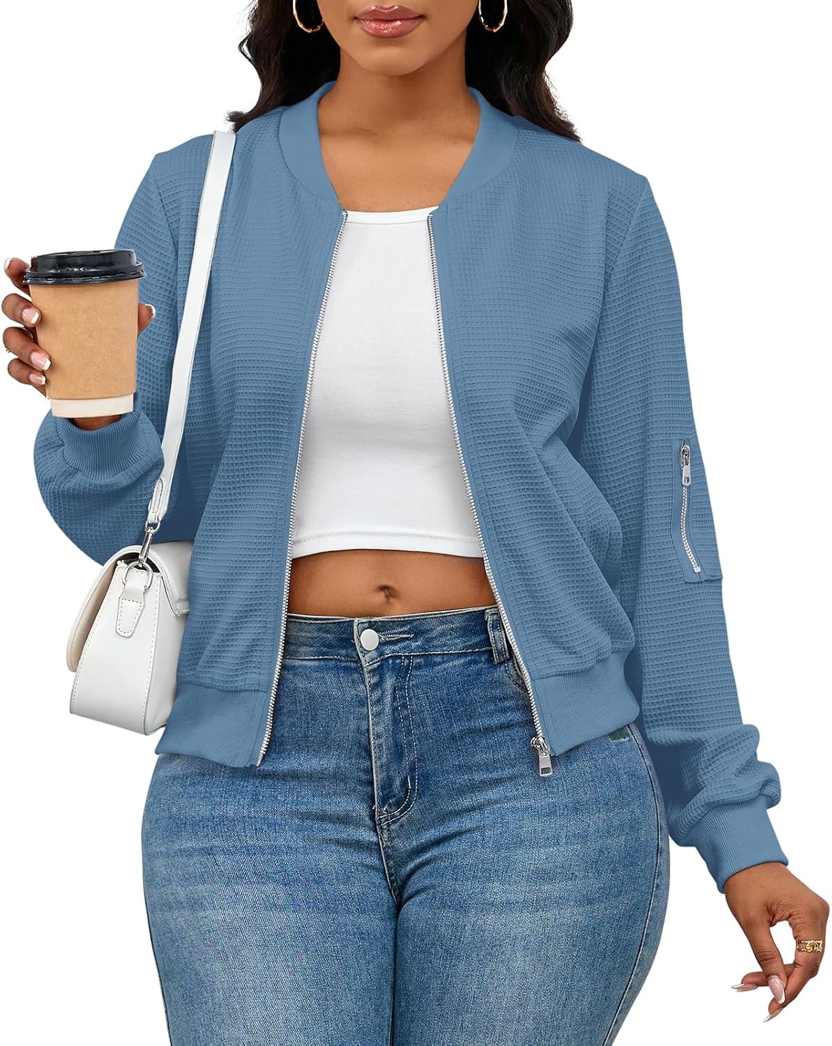 PerZeal Women Casual Full Zip Up Comfy Loose Long Sleeve Sweatshirt Coat Jacket with Pockets