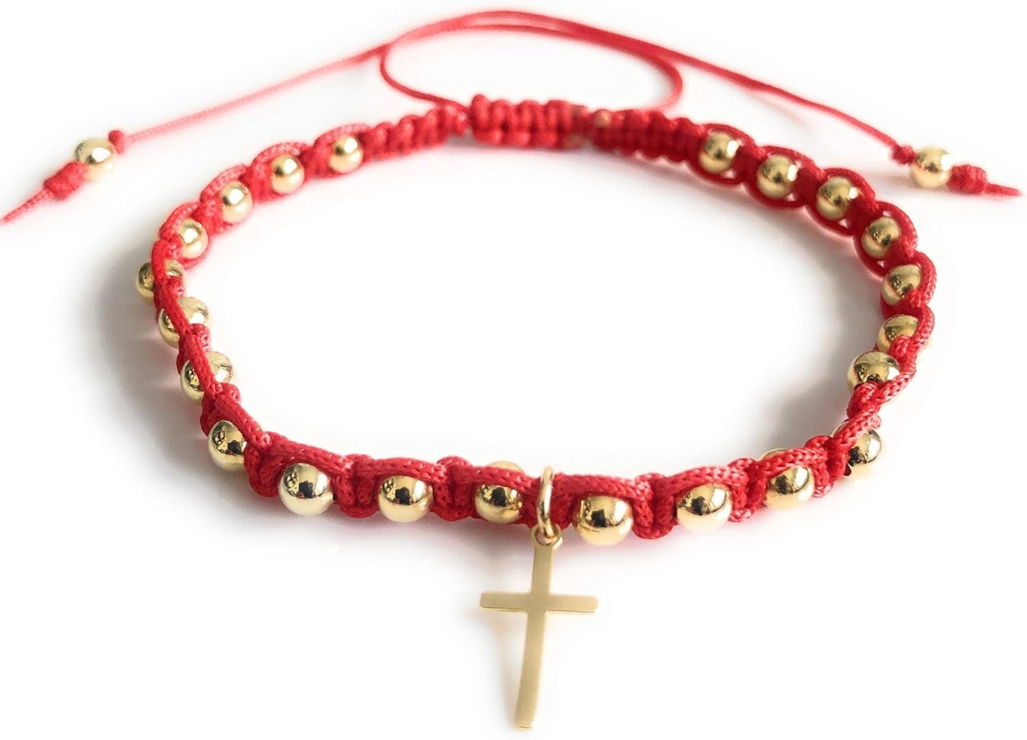Simple Jewelry for Women Adjustable Red String Cross Pendant Bracelet