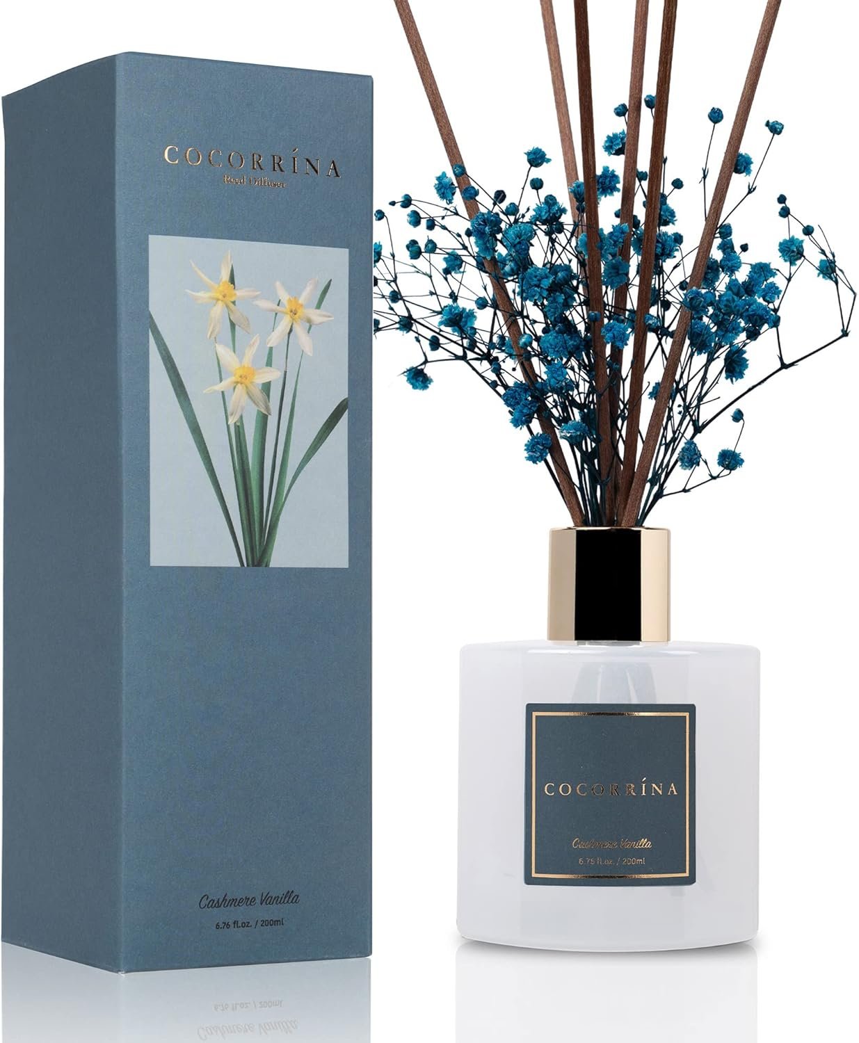 COCORRÍNA Reed Diffuser – Cashmere Vanilla 6.7 fl oz Reed Diffuser for Bedroom Bathroom Home Décor