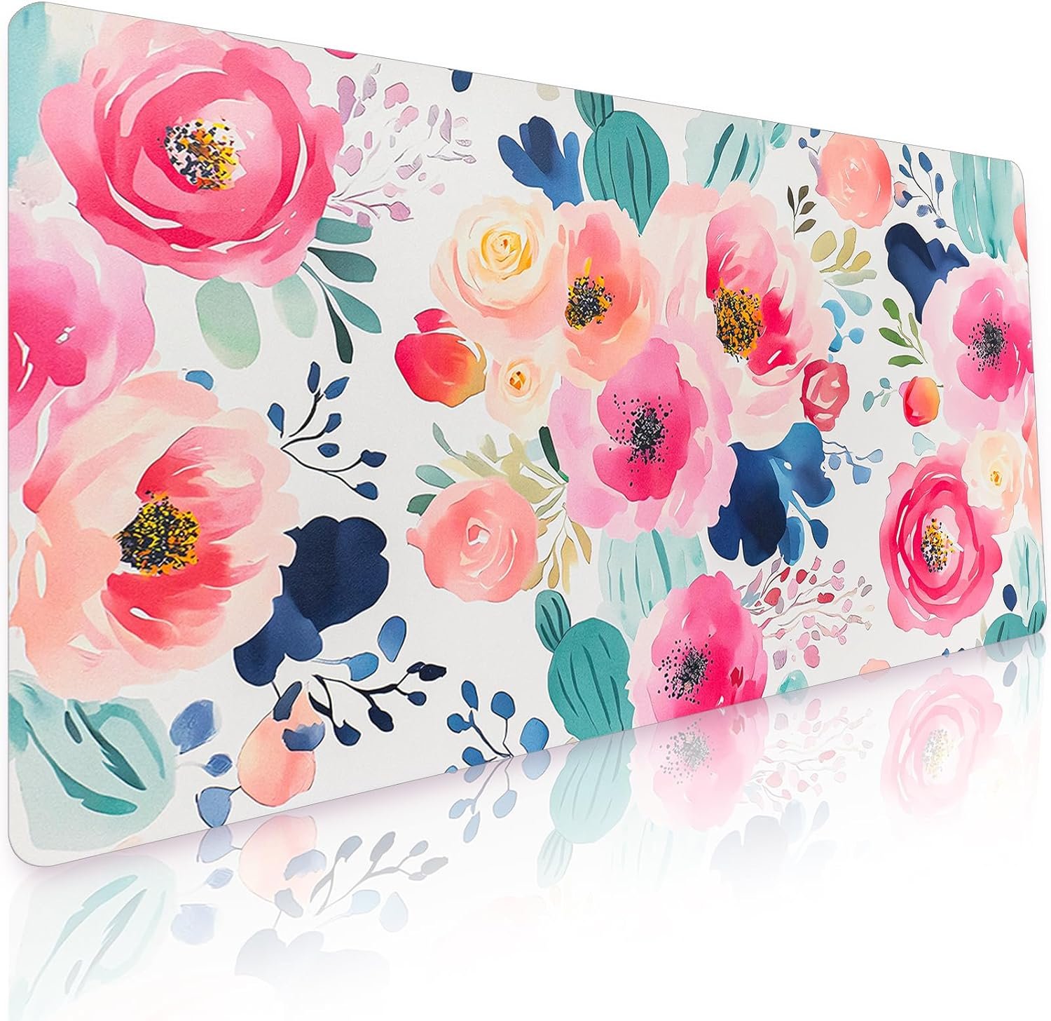 Bloss Pink Floral Desk Mat, Leather Desk Pad, Desk Matt for Desktop, Waterproof Desk Pad Mat, Computer Mat for Office Work/Home/Decor/Desk Protector(31.5 x 15.7 Inches)