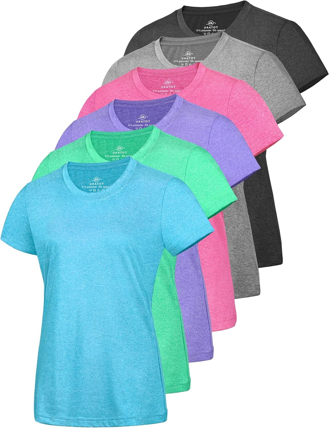 URATOT Women’s Short Sleeve Moisture Wicking Athletic Gym T-Shirts Workout Shirts for Women Dry-Fit Summer Tops