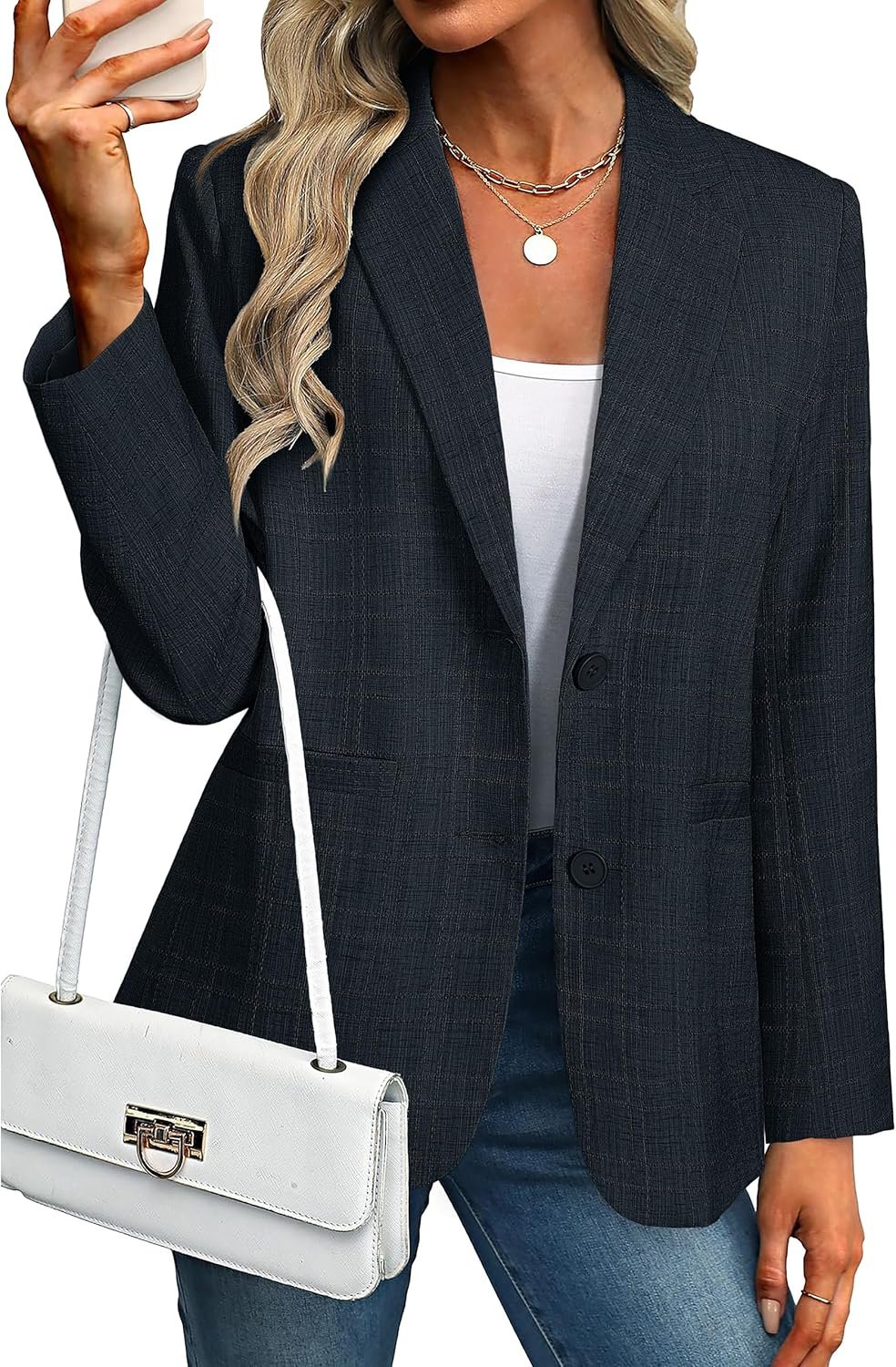 Simplee Blazers for Women Business Casual 2026 Oversized Long Sleeve Open Front Lapel Suit Jackets Dressy Pockets Work Blazer