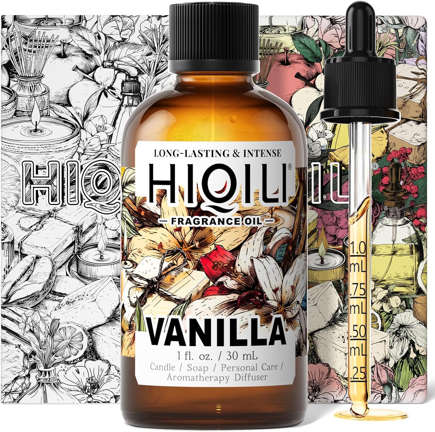 HIQILI Vanilla Fragrance Oil for Body Spray, Diffuser Use, Essential Oil for Candle, Soap, and Women Perfume Making – 1 Fl Oz