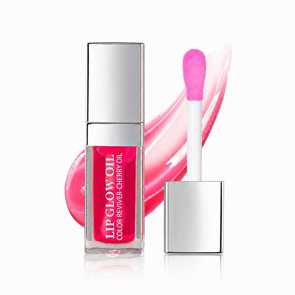 GECOMO Hydrating Lip Glow Oil, Lip Oil Gloss Transparent Toot Tinted Nourishing Long Lasting Repairing Lightening Lip Lines (RASPBERRY) 0.2 OZ