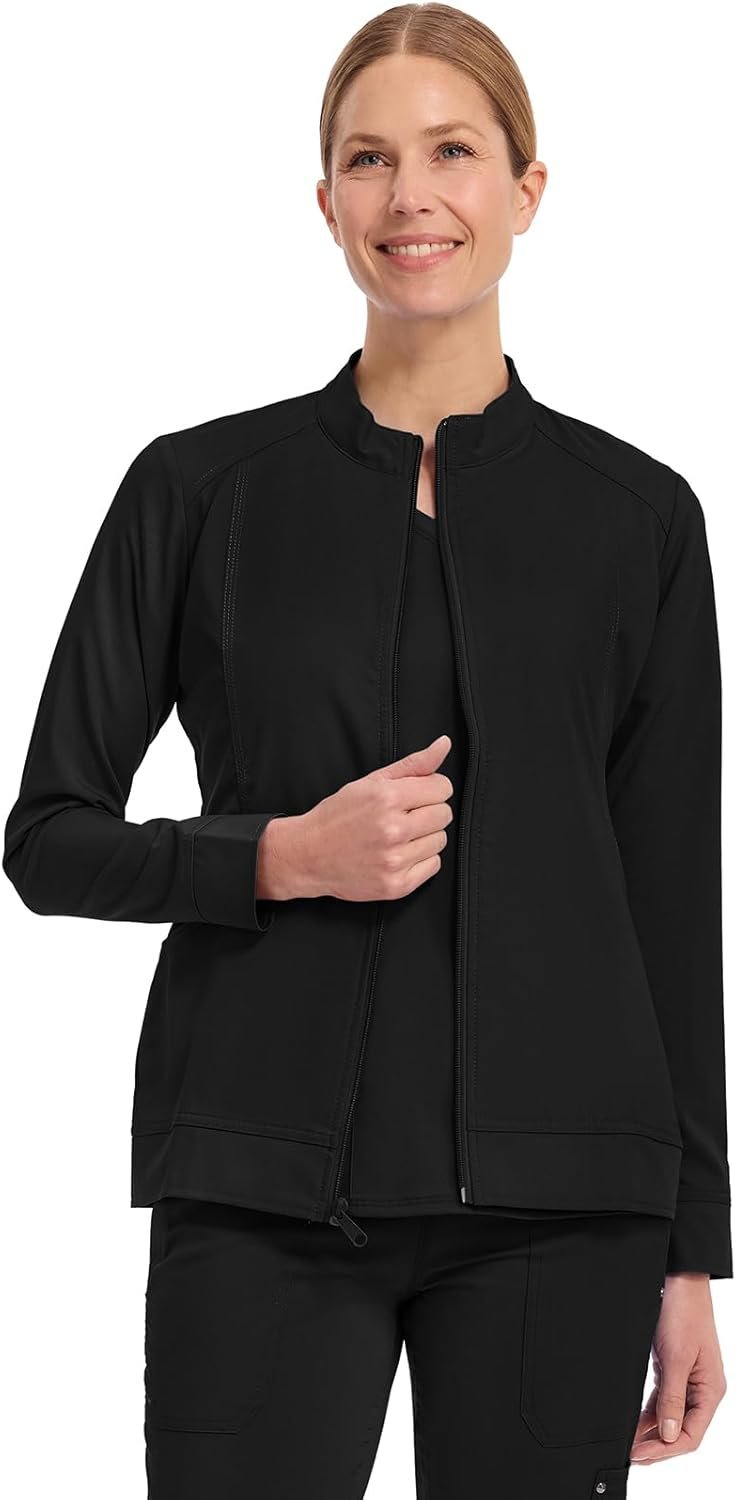 Healing Hands Women’s Scrub Jacket, Zip-Up Front with 2-Way Stretch Comfort & Big Kangaroo Pockets 5038