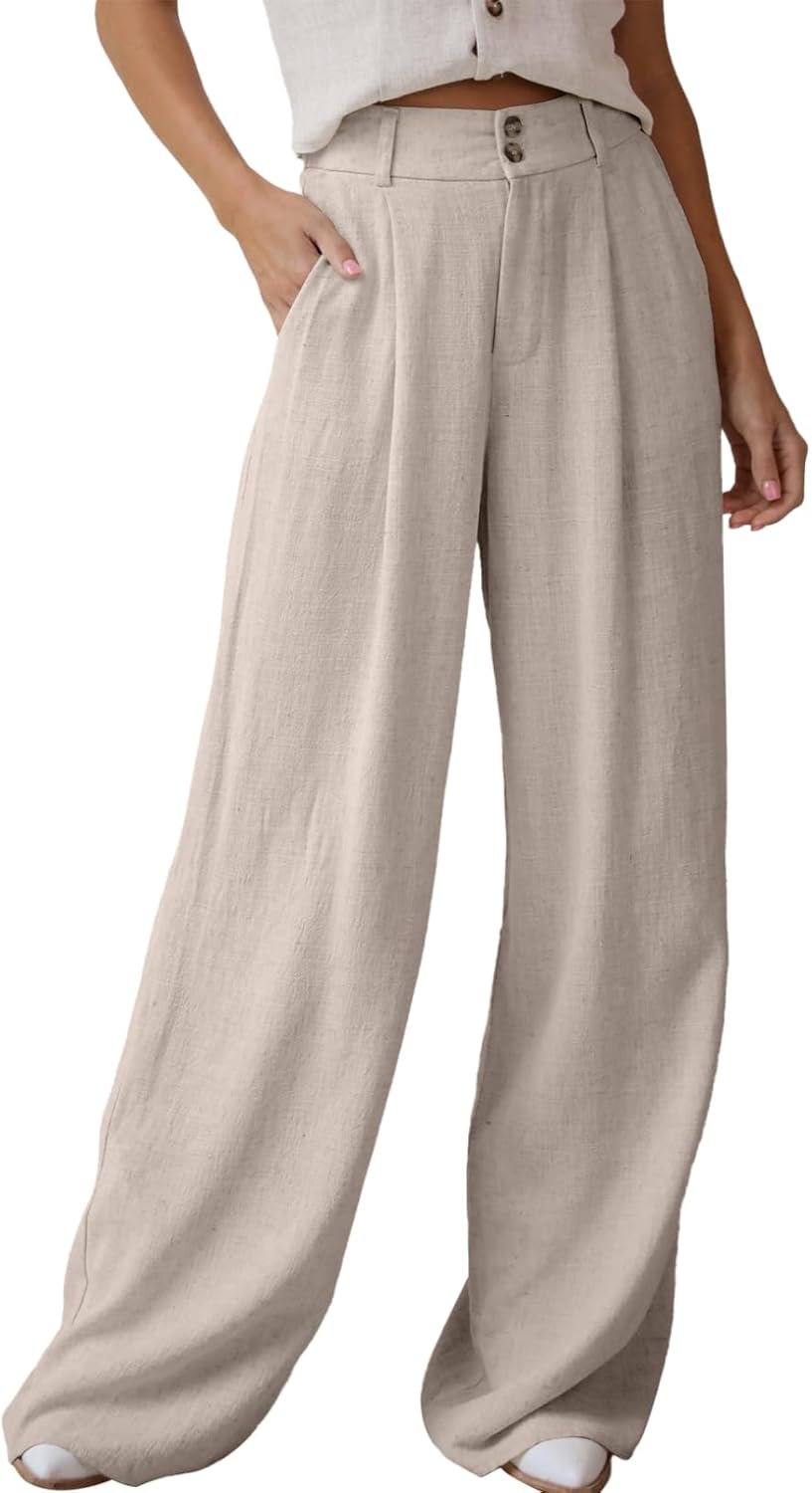 Dokotoo Women’s Casual Loose Wide Leg Linen Pants