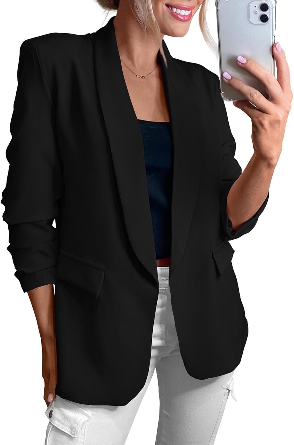 KIRUNDO Womens Blazer 2026 Spring Fall Bussiness Casual Long Sleeve Open Front Work Office Dressy Suit Jackets with Pockets