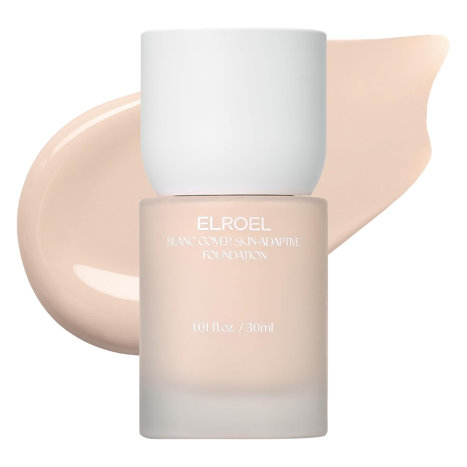 ELROEL Blanc Cover Skin Foundation – K-Beauty Skincare Liquid Foundation Makeup with Panax Ginseng, Niacinamide & Collagen – Lightweight, Buildable 24HR Hydrating Wear 1.01 Fl Oz (#110)