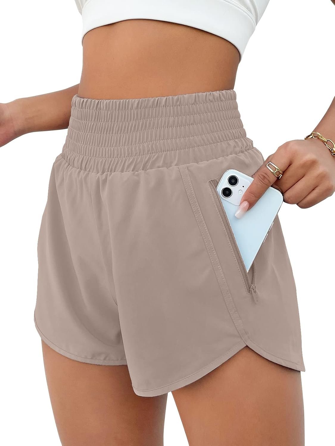 BMJL Women’s Athletic Shorts High Waisted Running Short Pocket 2.5″ Sporty Shorts Gym Workout Shorts