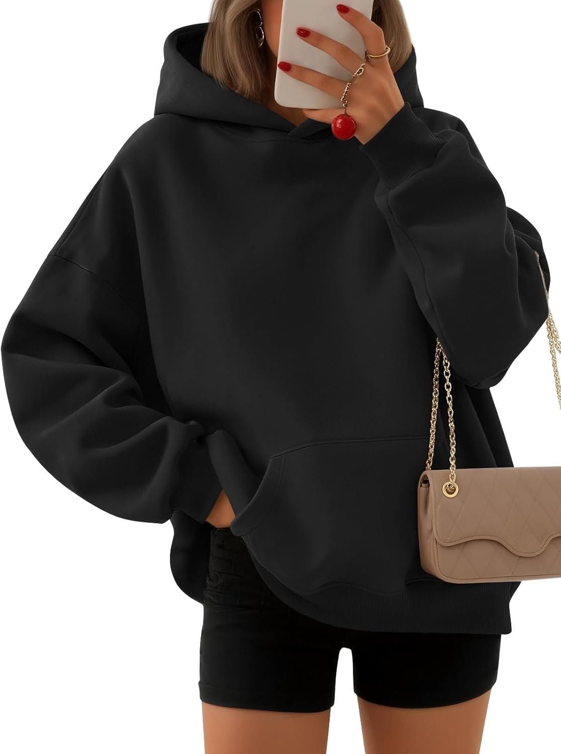 EFAN Women’s Oversized Comfort Fleece Hoodies, Cozy Trendy Pullover Sweatshirts with Pockets For Fall & Winter