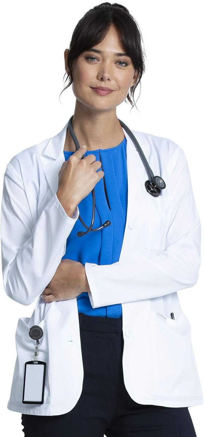 Cherokee Lab Coat Women 28″ & 30″ Medical Scrub Consultation Lab Coat Long Sleeve with 3 Pockets Easy Care – CK451