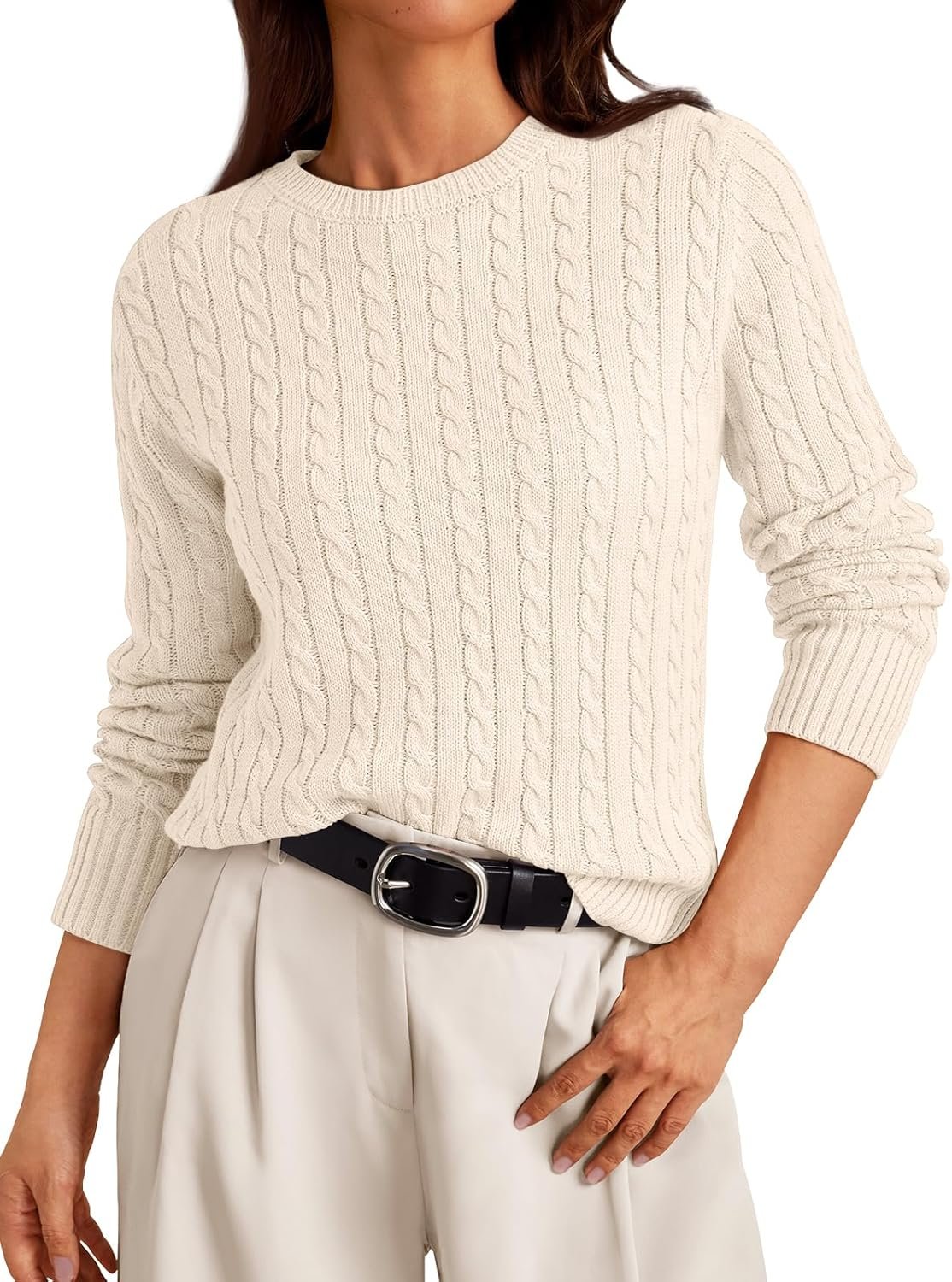 LILLUSORY Womens Lightweight Cable Knit Soft Business Casual Trendy Classic Pullover Sweaters Fall Outfits 2026