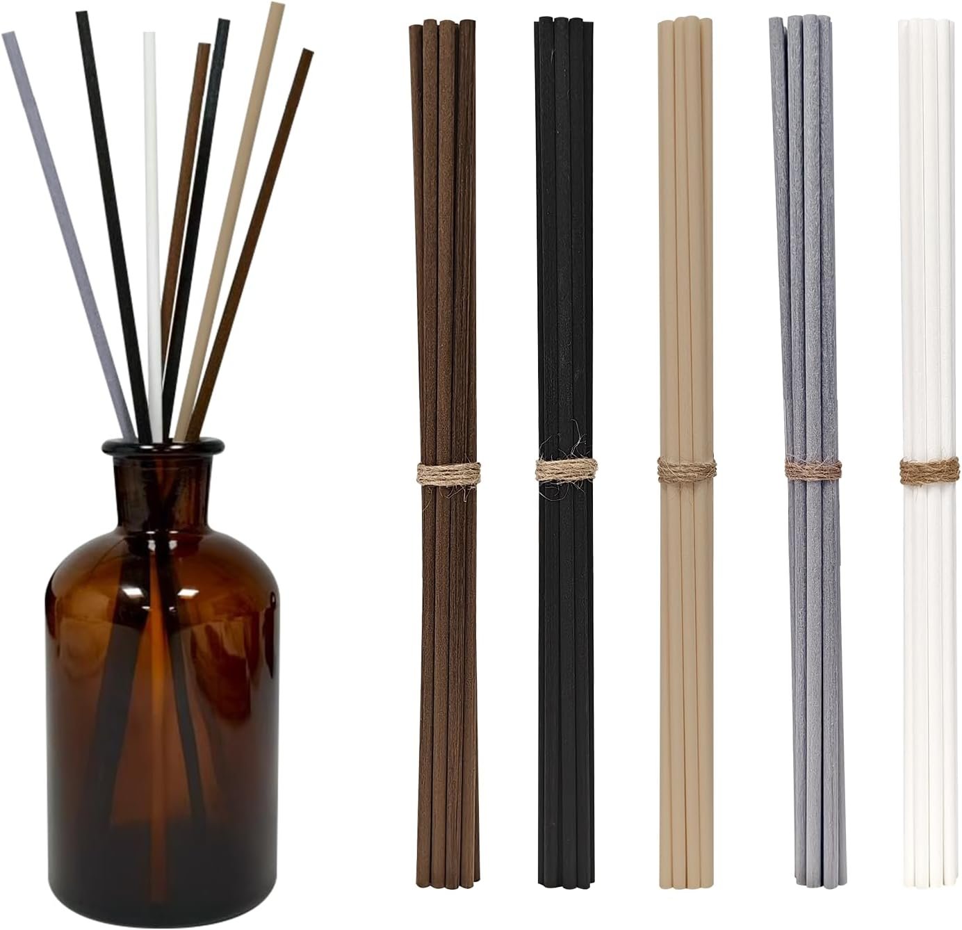 5 Mixed Colors 10inch Diffuser Replacement Sticks – 60Pcs Fiber Reed Fragrance Sticks Refill for Home and Bathroom – Rattan Essential Oil Sticks for Scented Diffuser