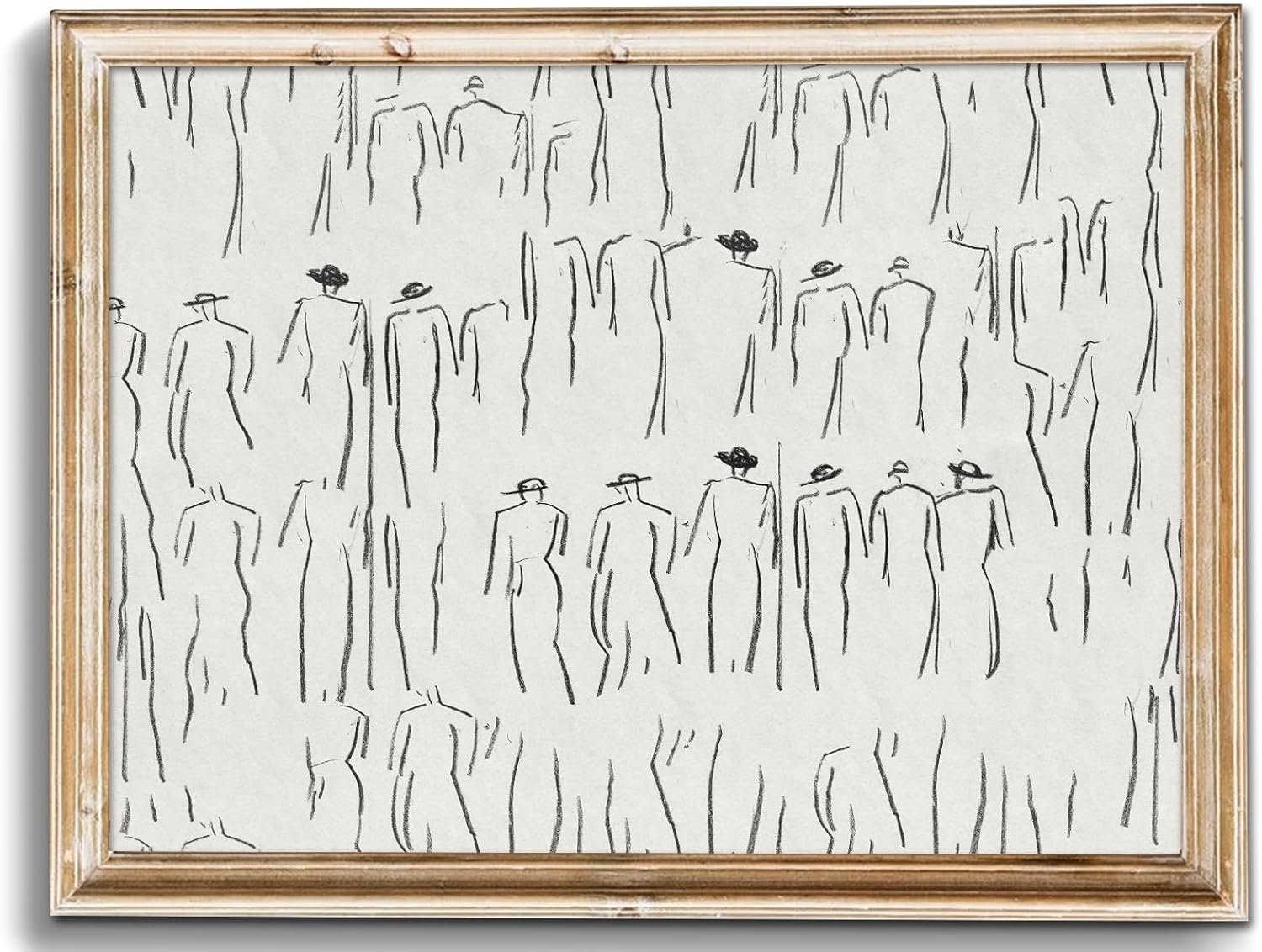 uniro Neutral Sketch Art Prints, Vintage Abstract Figure Canvas Art, Minimalist Line Drawing for Gallery Wall Decor (8″ x 10″ – Unframed)