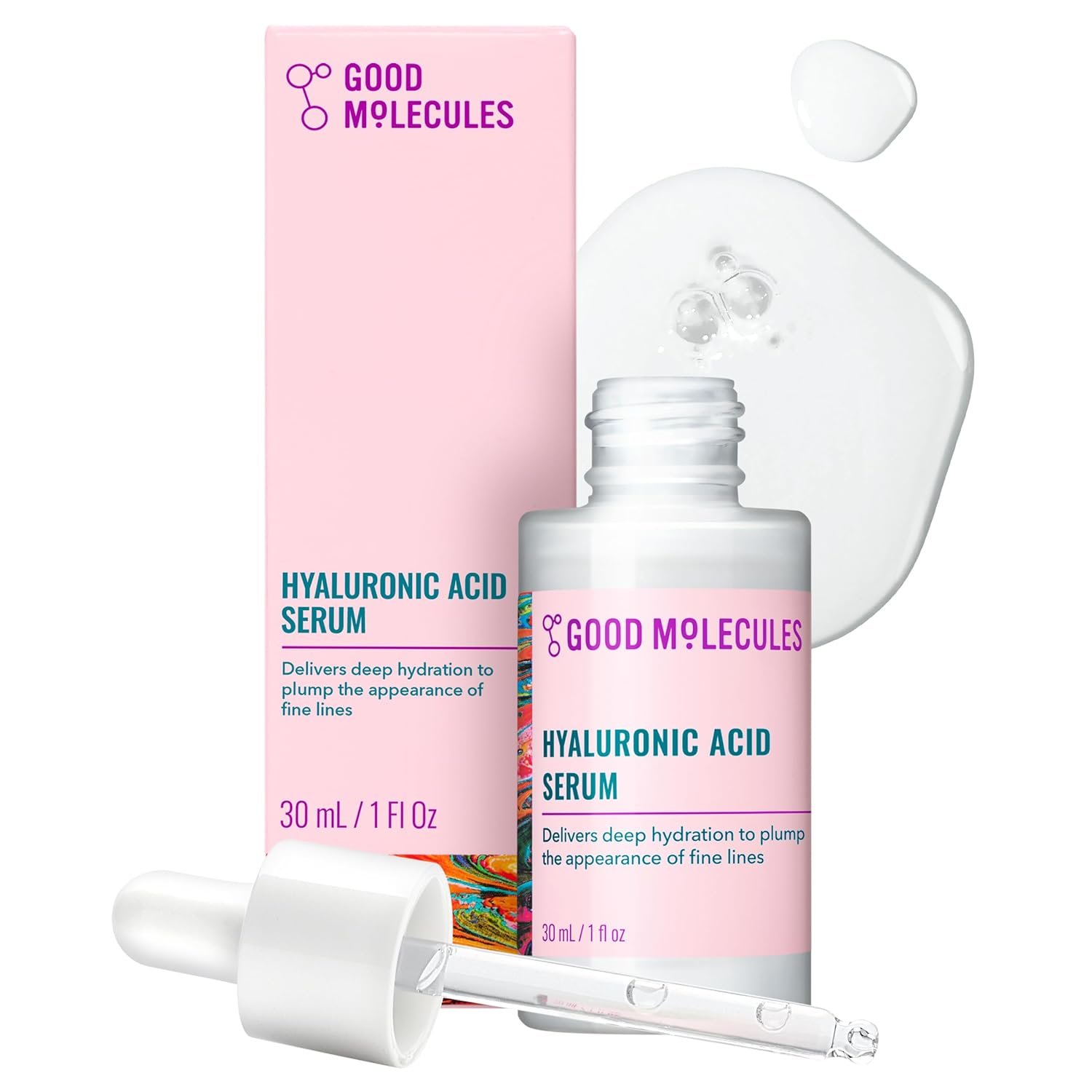 Good Molecules Hyaluronic Acid Serum – 1% Hyaluronic Acid Non-greasy Ultra Hydrating Serum, Facial Moisturizer for Plumper Skin, Skin Care for Face