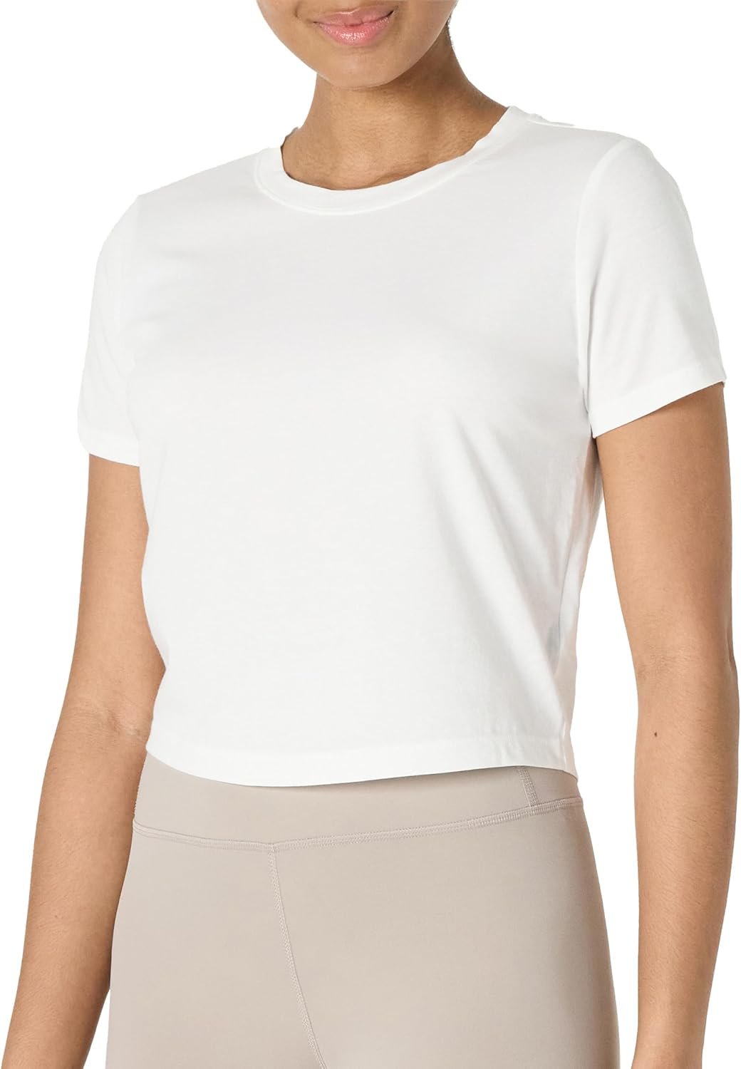Amazon Essentials Women’s Active Soft Cotton Crewneck Short Sleeve Yoga Workout Lightweight Cropped T-Shirt