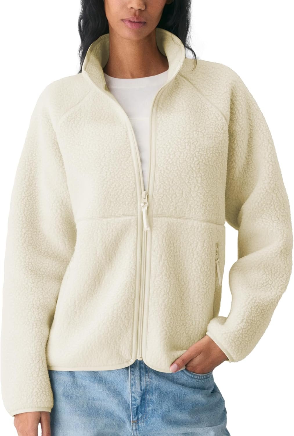 Hixiaohe Womens Fuzzy Fleece Jacket Fall Winter Warm Long Sleeve Sherpa Coats Casual Full Zip Up Outerwear with Pockets