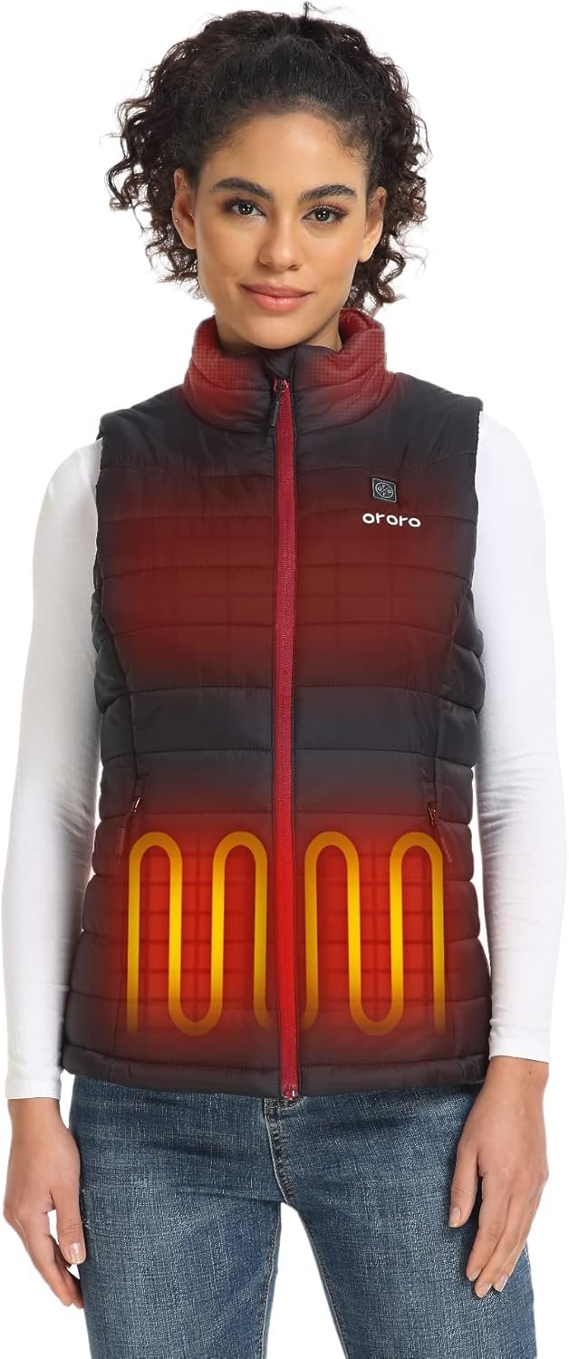 ORORO Women’s Lightweight Heated Vest with USB-C Rechargeable Battery, Puffer Classic Heating Vest