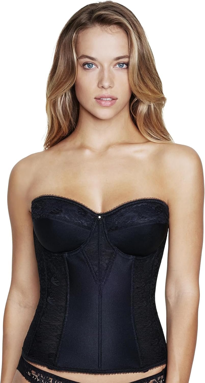 Dominique Women’s Lace Longline Corset Bustier Bra #8949 – Strapless Bra Seamless Full Figure Support – Lingerie for women