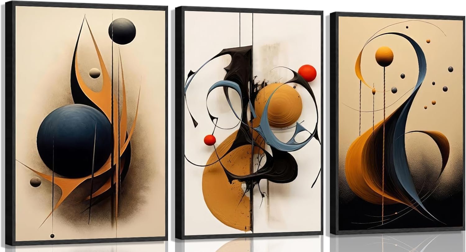 3Pcs Modern Minimalist Wall Art Abstract Geometric Wall Decor Pictures Painting Color Line Posters Prints Aesthetic Room Artwork for Office Bedroom Home Decoration 16x24in Unframed