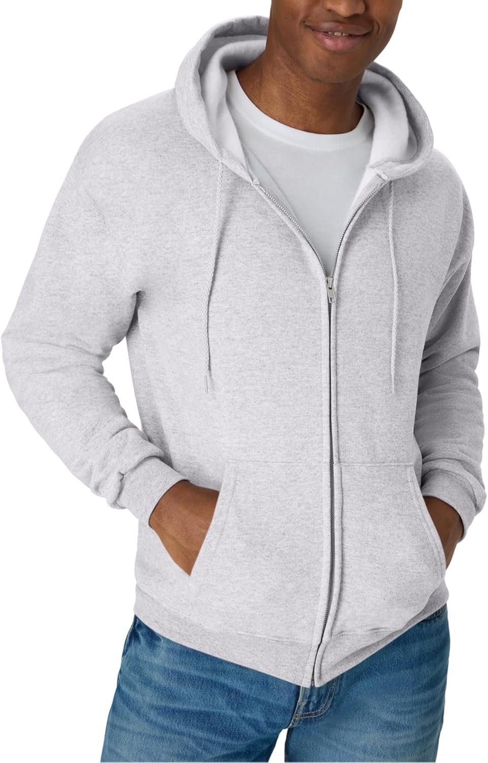 Hanes Men’s Zip-up Hoodie, Ecosmart Fleece Full-zip Hoodie for Men, Hooded Sweatshirt