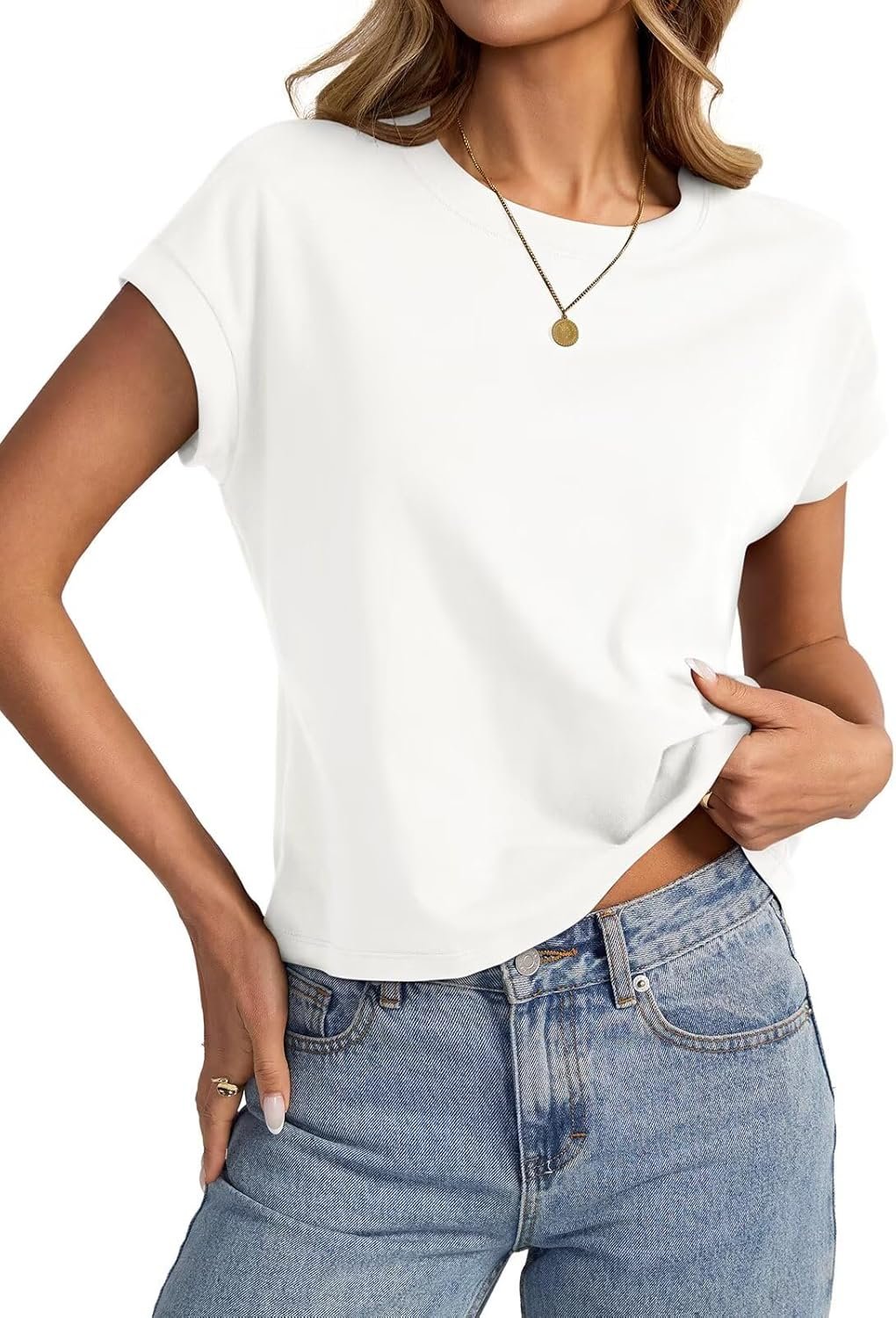 EasyGala Womens Cap Sleeve Crop Tops Cotton T Shirts Crewneck Loose Fit Short Sleeves Tee Summer Fashion Clothes 2026