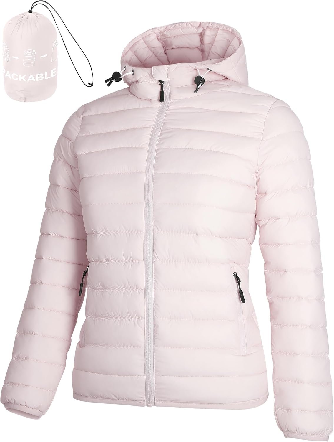 ATLASLAVA Women’s Packable Puffer Jacket Hooded LightWeight Down Coat Winter Windproof Warm Quilted Short S-XXL