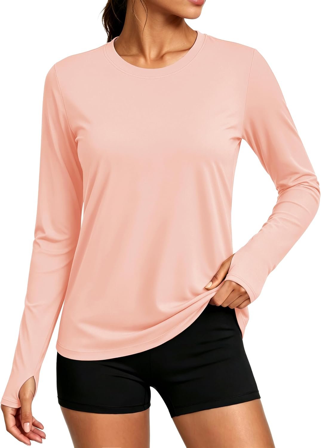 MAGCOMSEN Women’s Long Sleeve Rash Guard Tshirts UPF 80+ Quick Dry Sun Shirts Swim Running Workout Tops with Thumb Holes