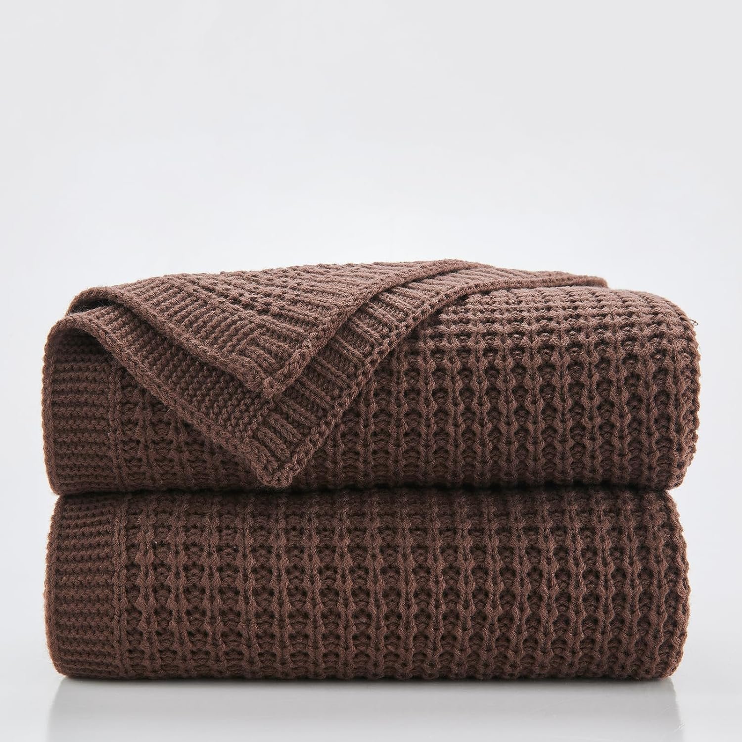 Douceur Brown Throw Blanket for Bed, Soft Chunky Cable Knit Throw Blanket, Classic Fisherman’s Rib Stitch Pattern Throw for Living Room,60″X80″