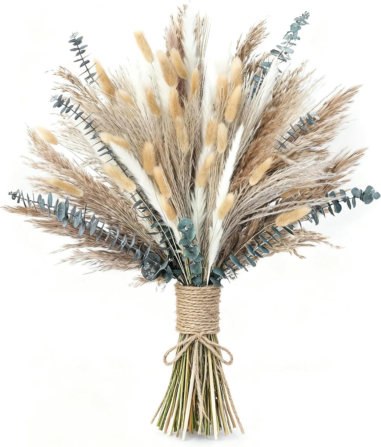 xin’s convey 120 PCS Dried Pampas Grass, Dried Flowers, Reed Grass Bouquet for Bohemian Flowers Home Table Wedding Decoration, Rustic Farmhour.(Light Brown)
