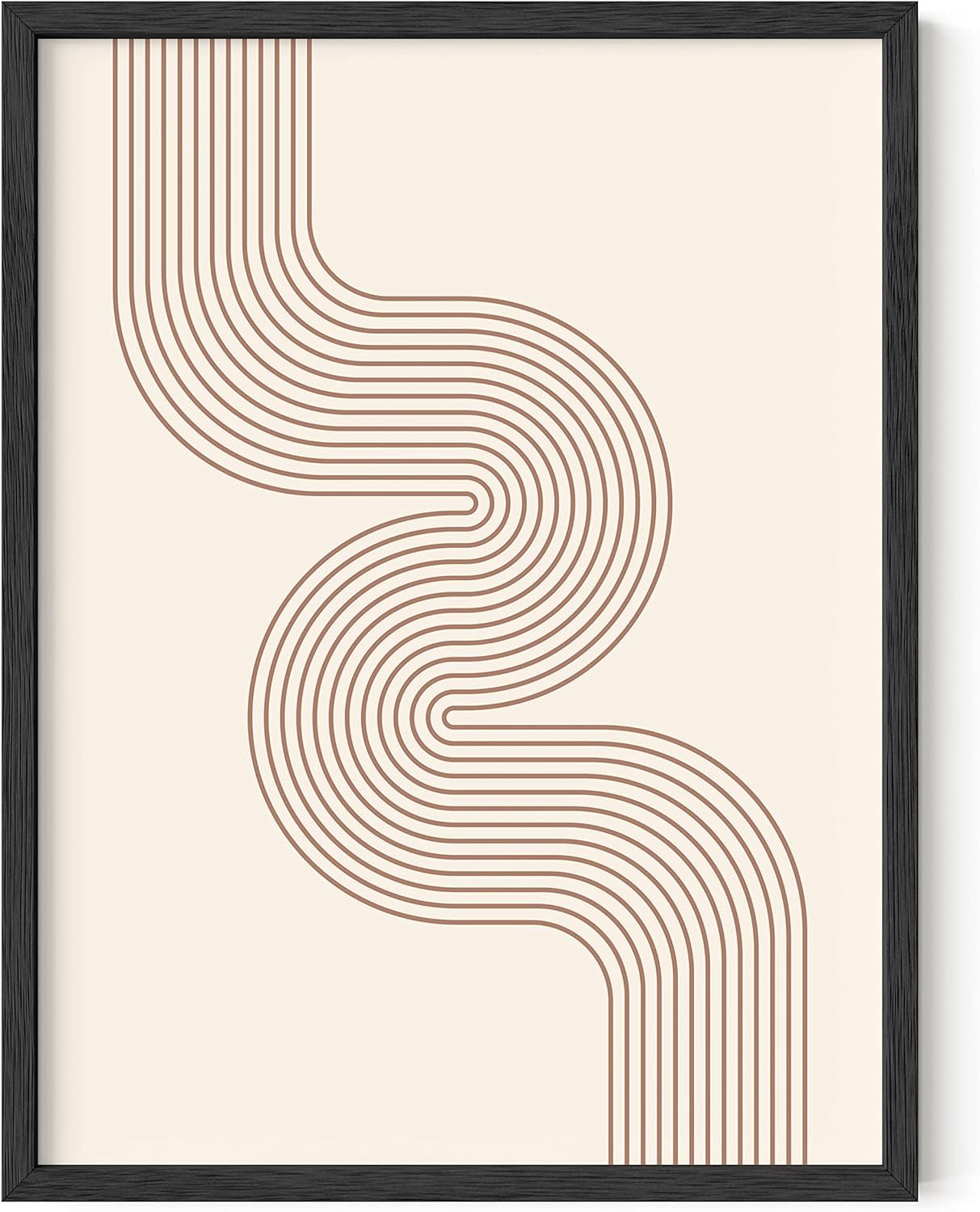 HAUS AND HUES Line Art Poster – Mid Century Wall Art, Abstract Boho Decor, Geometric Snaking River Print (12×16, Unframed)
