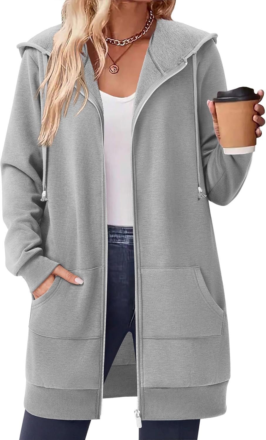 Zeagoo Women’s Zip Up Hoodies Long Tunic Sweatshirts Oversized Fleece Casual Long Sleeve 2026 Fall Hoodie Jacket Coat