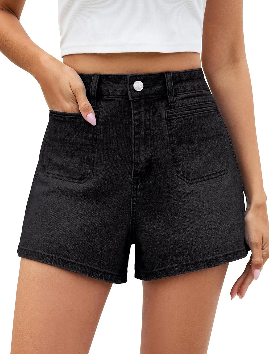 Eddoyee Womens Jean Shorts High Waisted Denim Shorts with Pockets Stretchy Summer Jorts