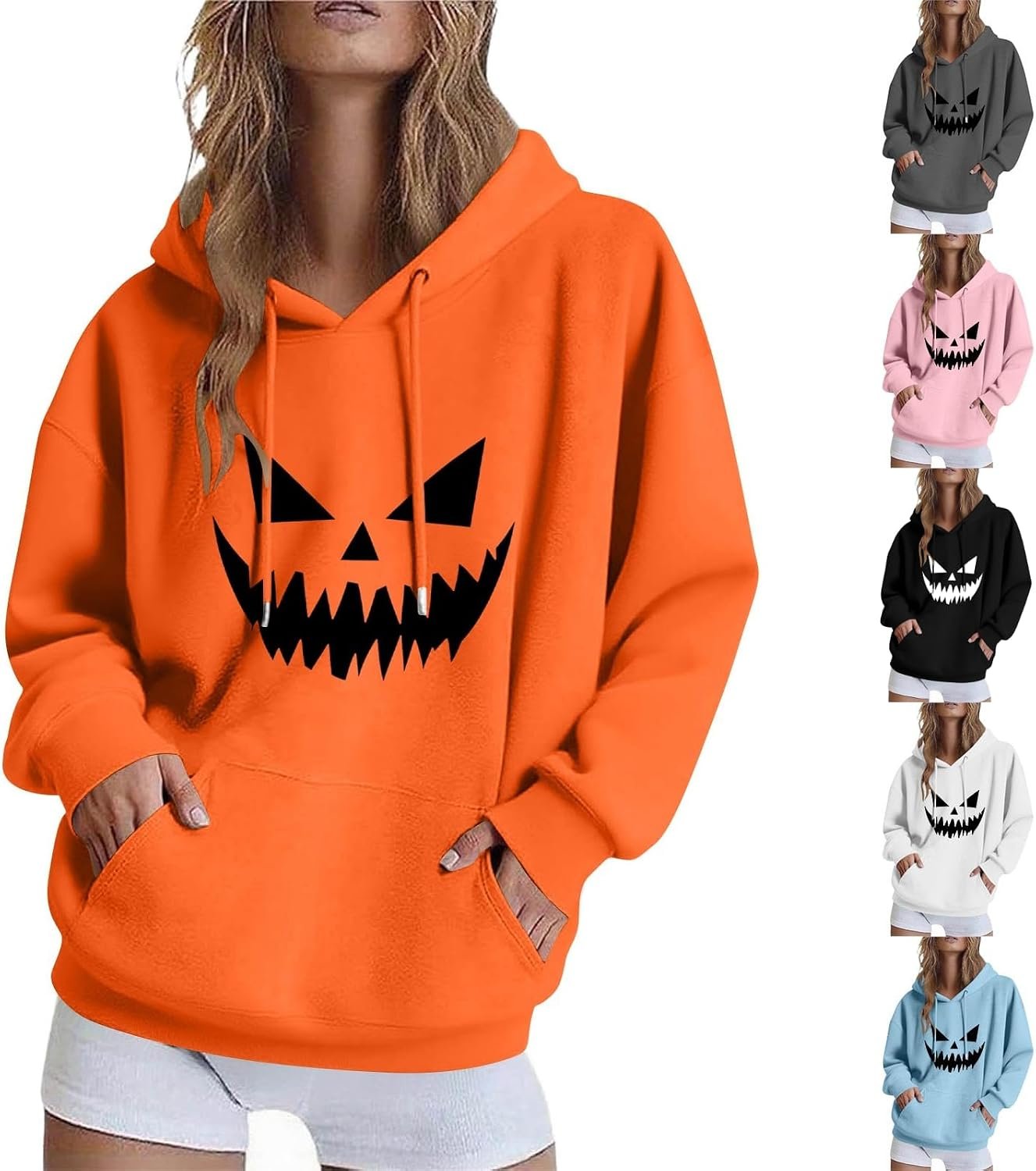 GOHRSHA Halloween Sweatshirts for Women Vintage Pumpkin Spice Hoodies Fashion Cute Oversized Long Sleeve Fall Tops